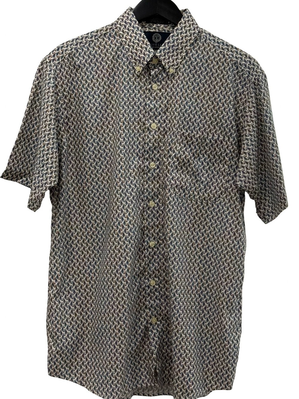 Viyella Men’s L Bird Print 100% Cotton Short Sleeve Button-Down Made in Canada - Picture 4 of 10